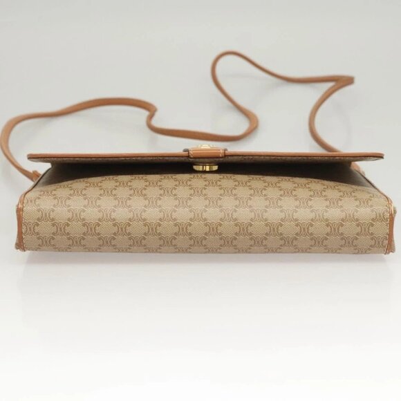 CELINE Macadam Canvas Shoulder Bag PVC Beige Gold Auth sw761 - Picture 7 of 16